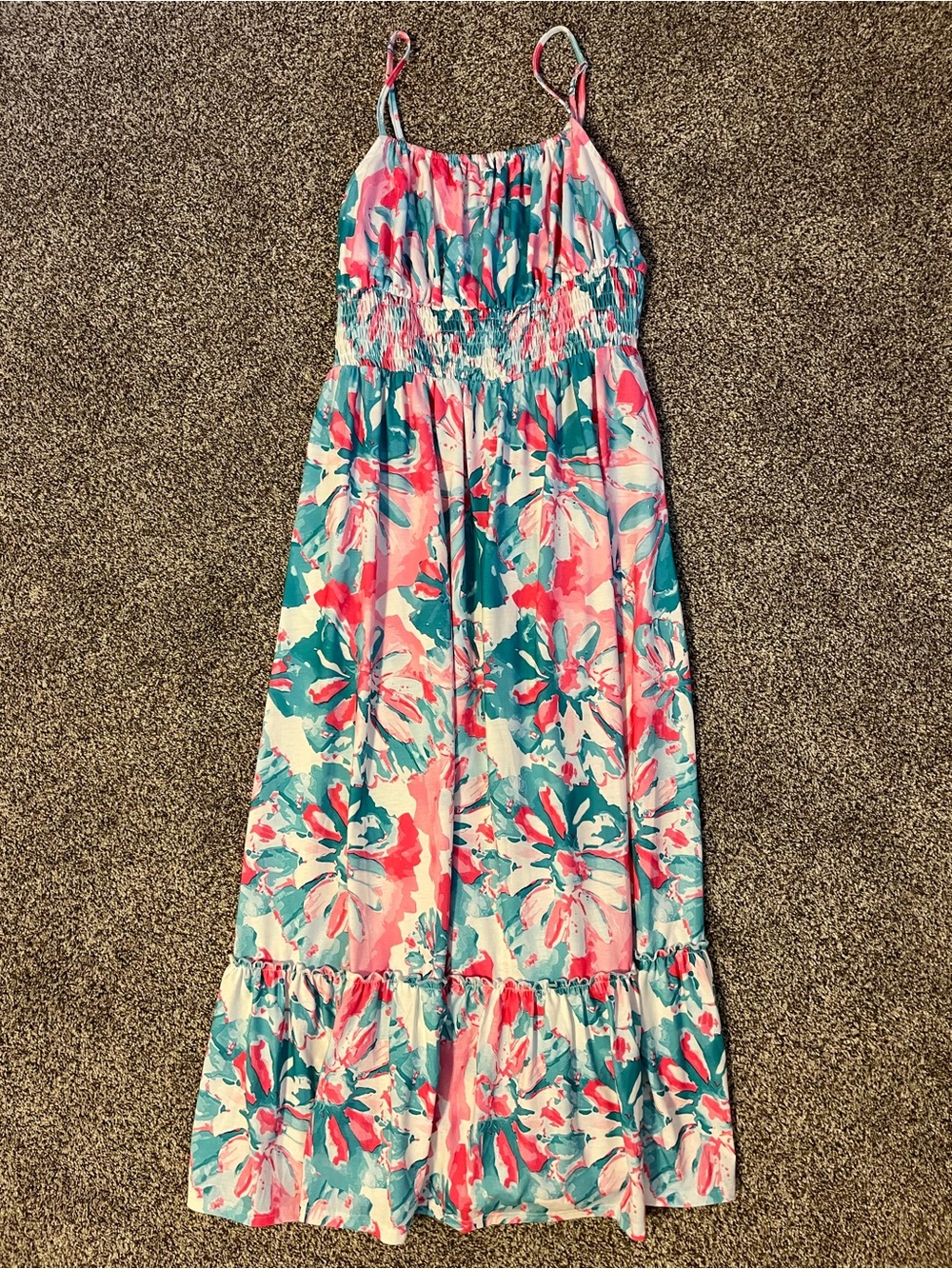 Floral Maxi Dress in Pink & Teal